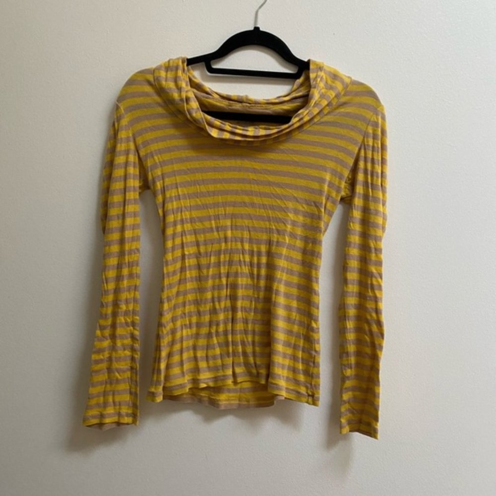 Striped Cowl Neck Long Sleeve Tee